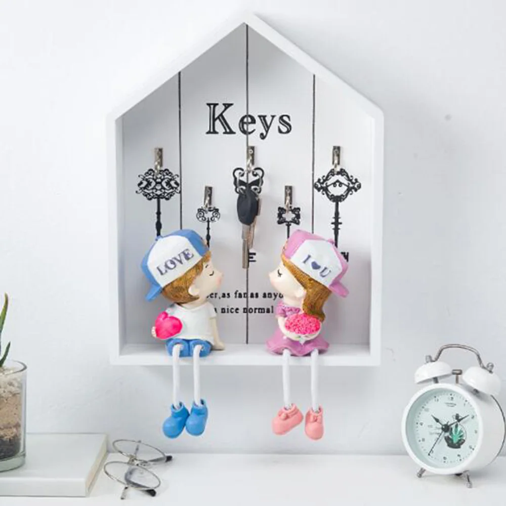 Креативный деревянный дом держатель для ключей настенные ювелирные изделия