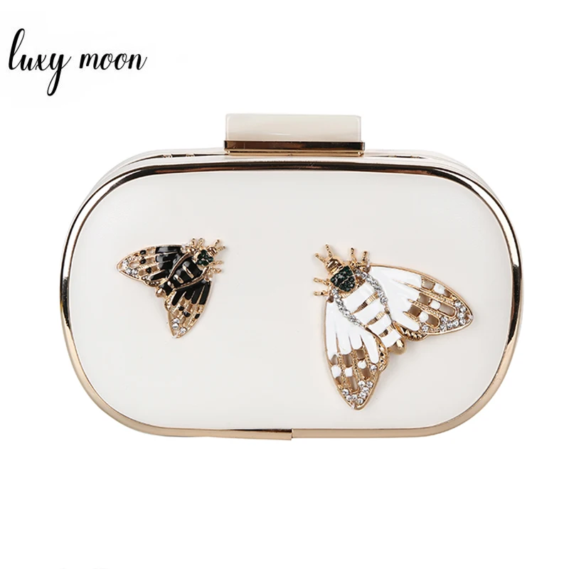 LUXY MOON белая женская сумочка, вечерний клатч, жемчуг, насекомое, клатч, акриловая сумка для женщин,, сумочка и сумка на плечо ZD817