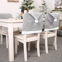 4pcsnew year christmas decoration chair cover stool set fashion gray non woven big hat chair cover stool set cushion holiday
