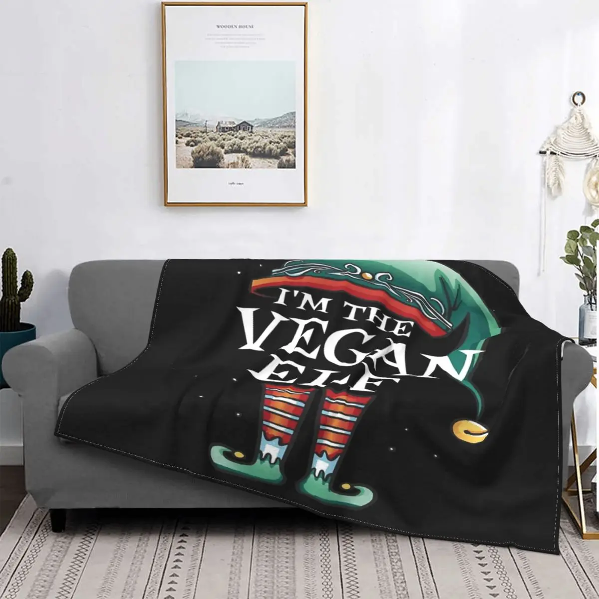 

I'M The Vegan-Manta de elfo, colcha a cuadros para cama, sofá, toalla de playa, manta doble, mantas receptoras