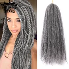 Плетеные волосы для плетения крючком MODERN QUEEN Marley, 3 дюйма, шт.упак. дюйма, 18 дюймов, серые, термостойкие, афро, синтетические, кудрявые, вьющиеся, удлинители волос