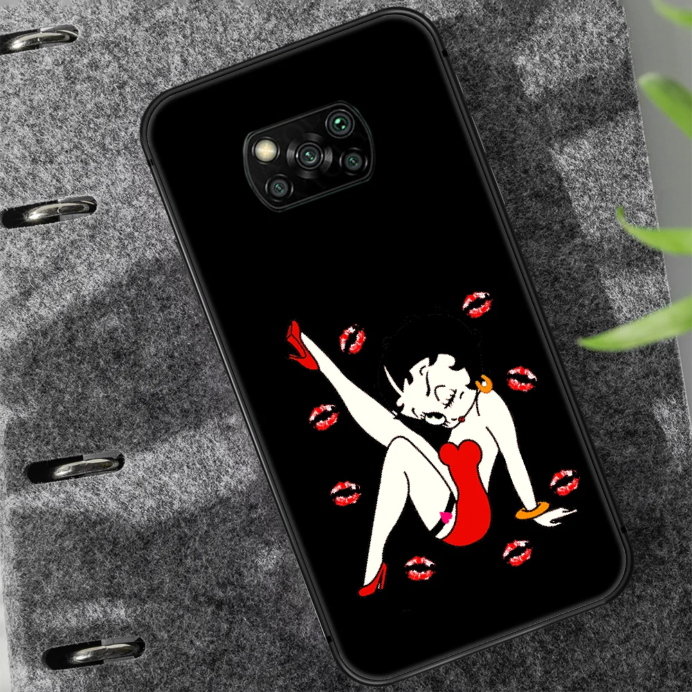 

American Cartoon Betty Boop Phone case Cover Hull For Xiaomi Mi A2 A3 8 9 9T Note 10 Se Lite Pro black Cell Tpu Back Painting