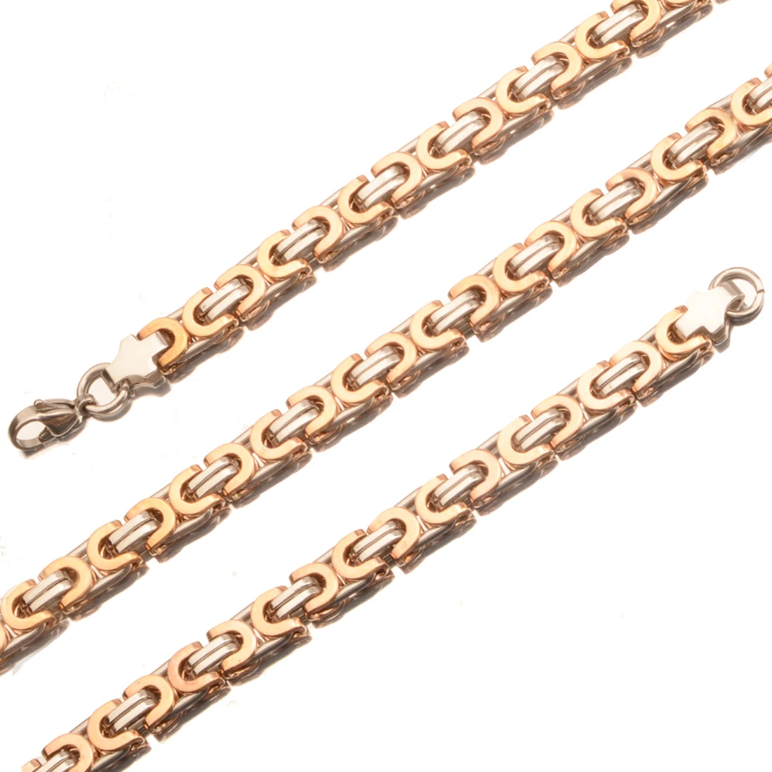6 мм серебро розовое золото цвет плоская Византийская цепь 7-40 дюймов для мужчин