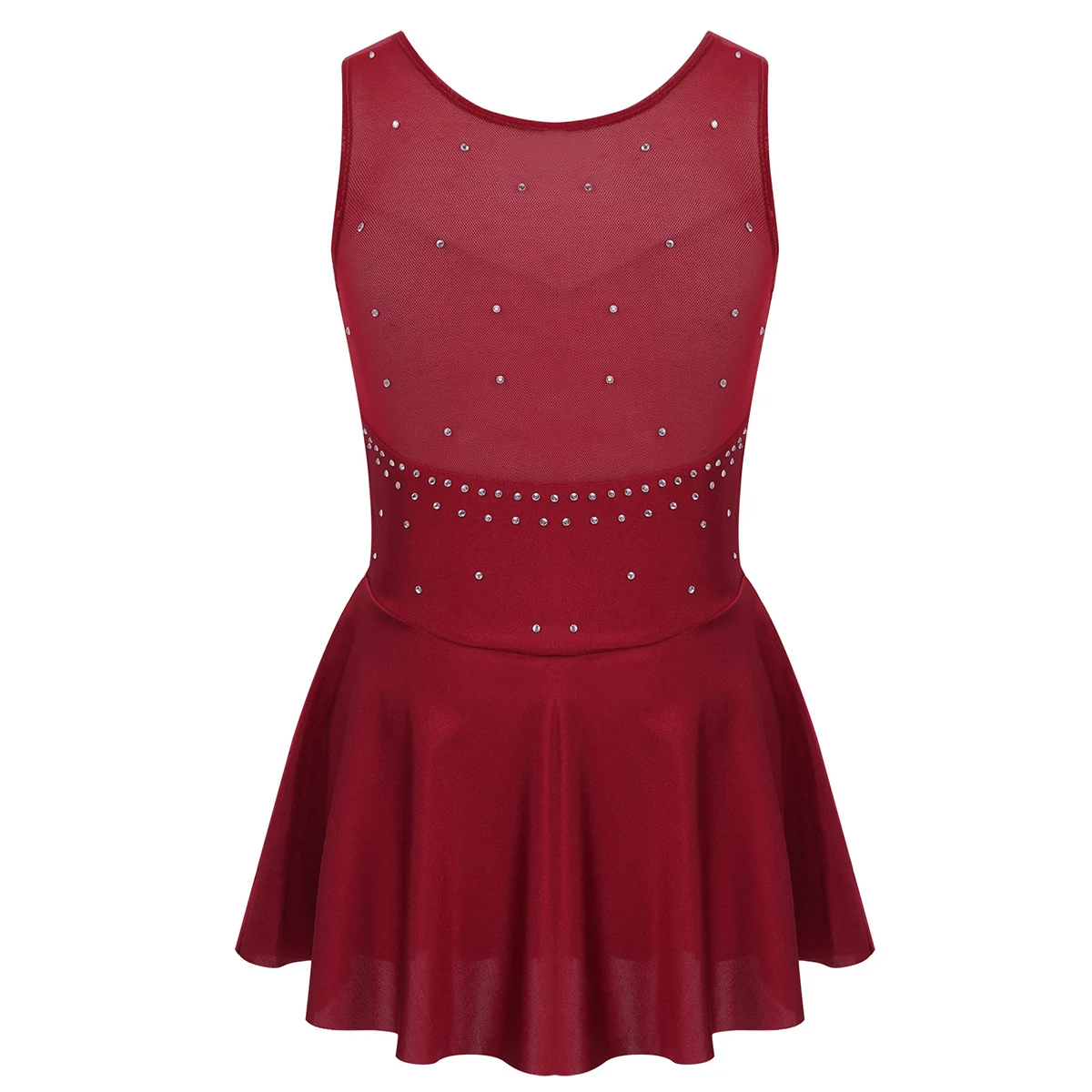 FEESHOW Kids Girls Ballet Dance Figure Ice Skating Roller Leotard Dress Costume Rhinestone Tulle Back Top Mimi Skirt | Детская одежда и