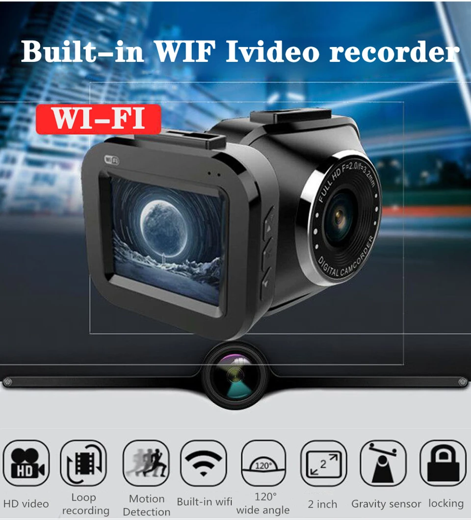 Автомобильный мини видеорегистратор Conkim HD 1080P Wi Fi мониторинг парковки камера для