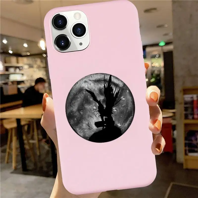 

rem and misa death note Phone Case Pink Candy Color for iPhone 6 7 8 11 12 s mini pro X XS XR MAX Plus