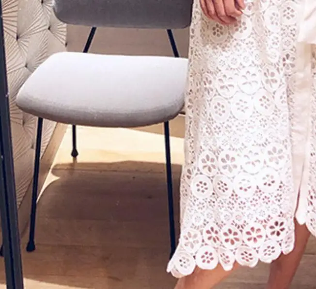 

Midi Dress Hollow Out Lace Short Sleeve Lace Flower Embroidered Midi Dress