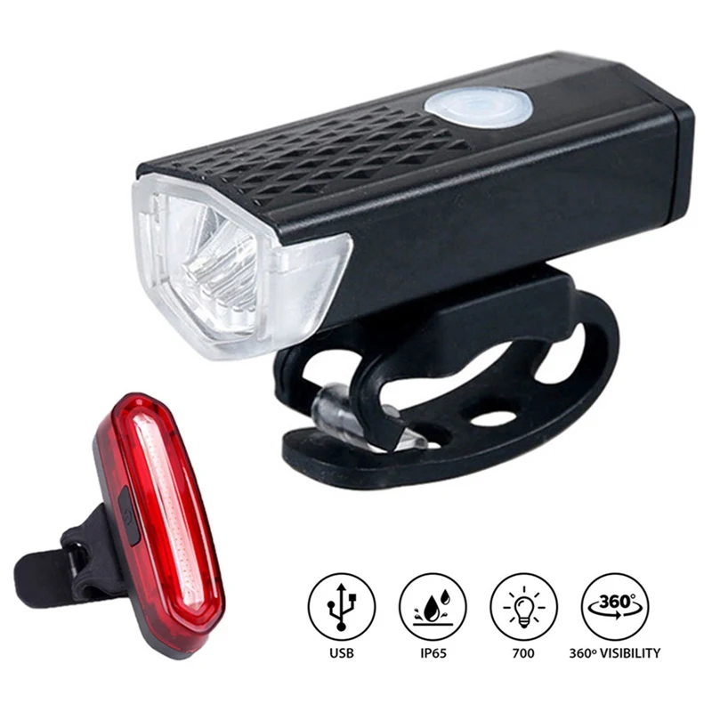

USB Rechargeable Bike Light MTB Bicycle Front Back Rear Taillight Cycling Safety Warning Light Waterproof Bicycle Lamp Flashligh