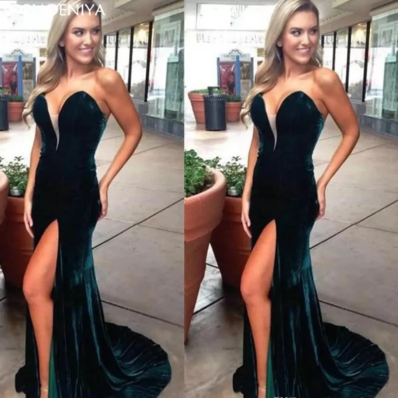 

New Arrival Velvet V Neck Prom Dress 2021 Formal Holidays Wear Evening Party Gown Custom Made Robe Soiree Abendkleider