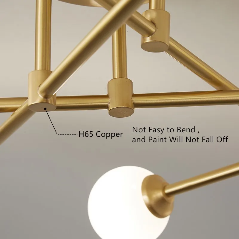 New Copper Modern Nordic LED Chandelier For Living Dining Room Kitchen Bedroom Ceiling Pendant Lamp Gold G9 Design Hanging Light | Освещение