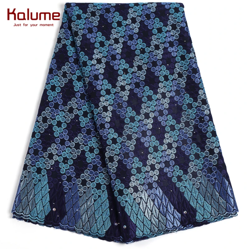 

Kalume African Swiss Cotton Lace Fabric Embroidery Stones Nigerian Swiss Voile Cotton Lace Fabric For People Daily Dress F2214