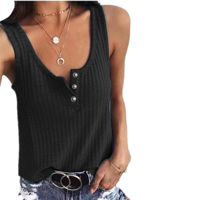 

Summer Sexy Sleeveless Tank Tops Women T Shirt Solid Color U-neck Slim Plus Size Vest Casual Holiday Beachwear Tank Tops T Shirt
