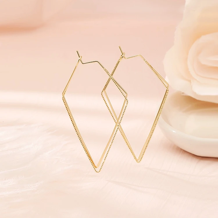 2019 корейские новые эффектные геометрические серьги с ромбовидным узором золотые