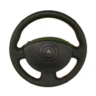 Нескользящая Накладка для Renault Megane 2 Чехол рулевого колеса автомобиля-2003, черная кожа, прошитая вручную, 2008, Kangoo 2008, Scenic 2, без кнопки