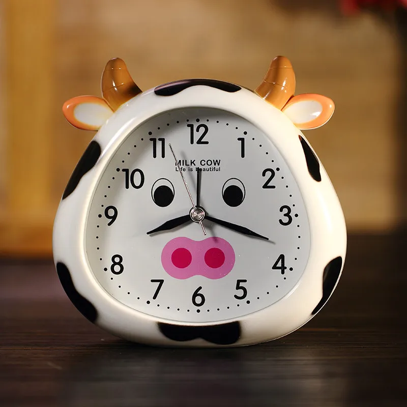 Милый мультфильм молоко форма коровы будильник креативные простые прикроватные