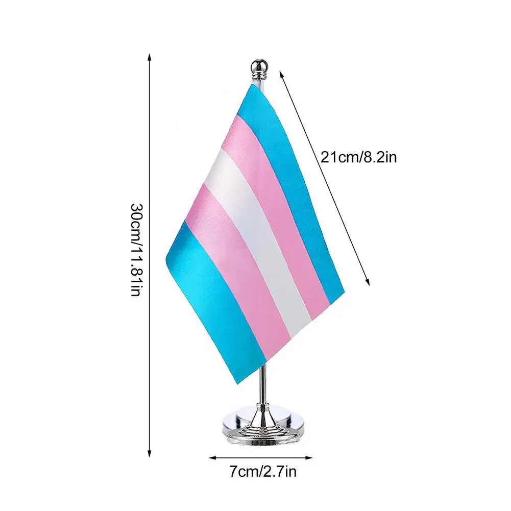 

Striped LGBT Gay Pride Flag Small Home Table Flags With Stand Base Homosexual Rainbow Flag