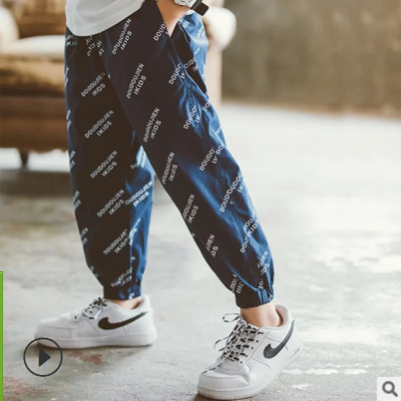 

Boys Ankle-Length Pant 2021 New Spring and Summer Children's Trousers Child Clothing Active Pants Letter 2 Colors Size4-14 ly179