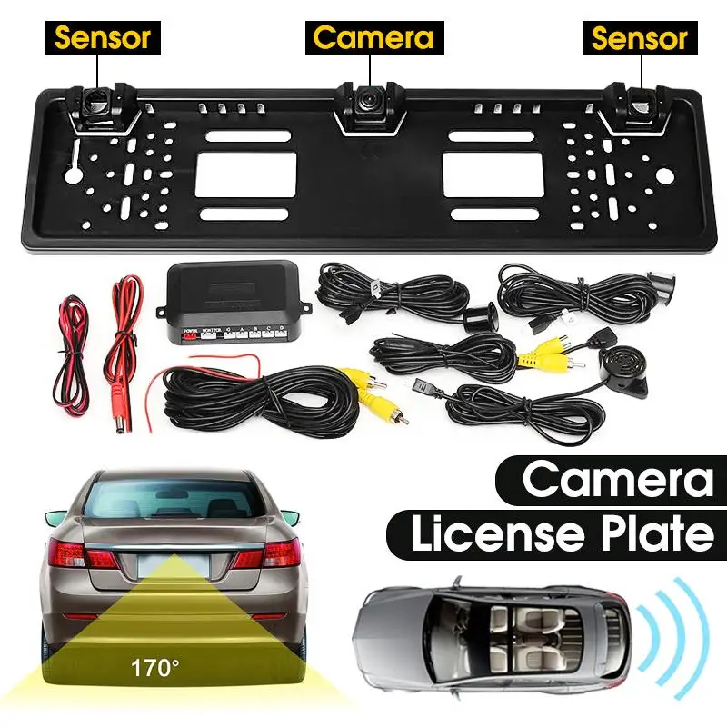 

Автомобильная камера заднего вида HD CCD рамка для номерного знака европейского стандарта Комплект парковочных датчиков заднего вида