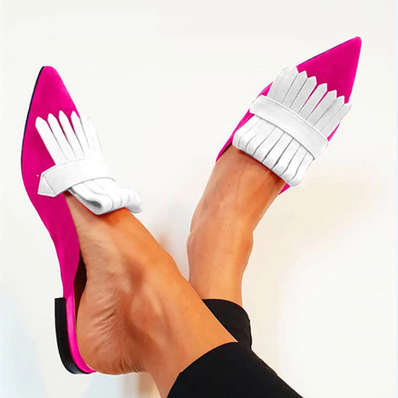 

Summer Slippers Women Flat Heels Sandals New 2021 Fashion Female Shoes Pointed Toe Slides Casual Ladies Flats Woman Plus Size 43
