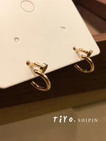 s925 needle women earrings personality design simply temperament shiny golden plating metal stud earrings for women jewelry gift