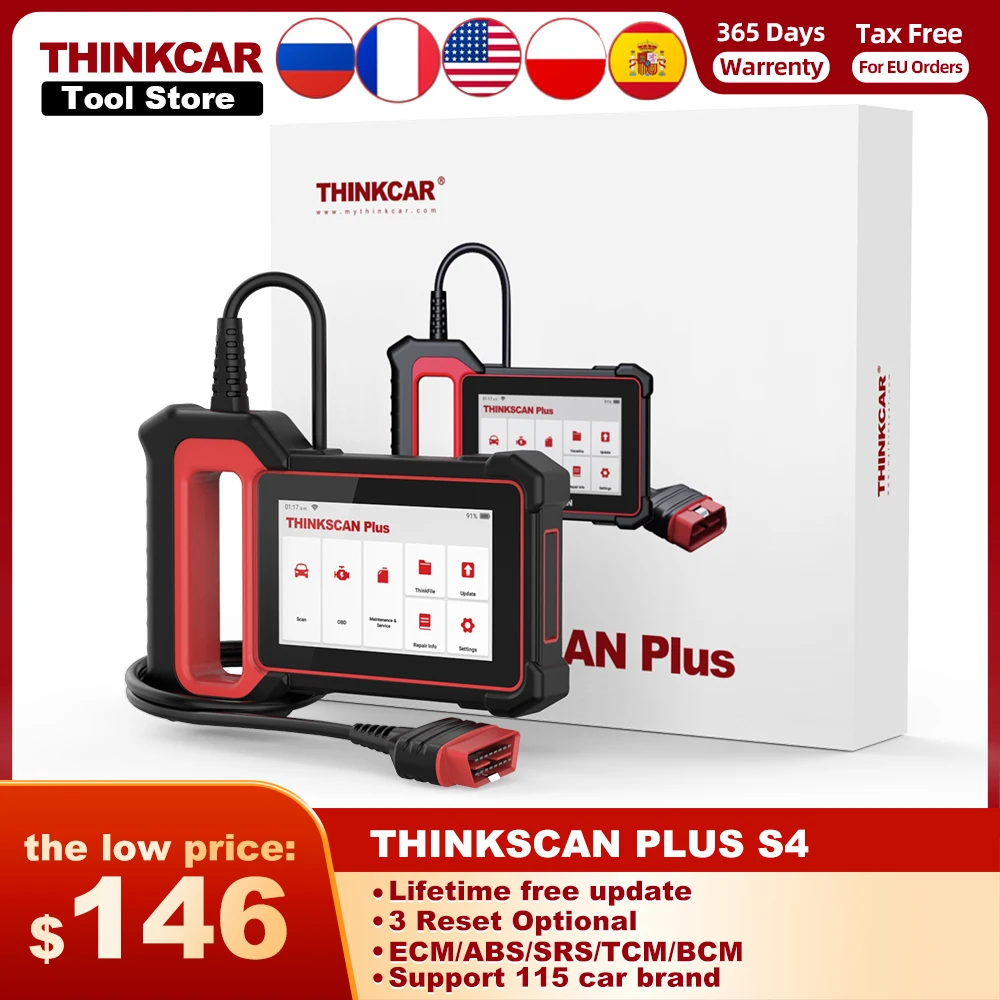 

THINKCAR Thinkscan Plus S4 автомобильный OBD2 сканер ECM/TCM/ABS/SRS/BCM система на выбор 3 сброса бессрочные Бесплатные диагностические инструменты