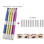 Перманентный макияж, боди-арт, тату-наборы, ручка + 10 шт. игл 14F, набор пигментов для практики бровей, полный набор для микроблейдинга