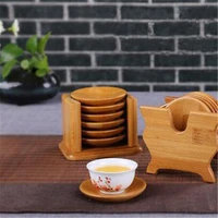 bamboo coaster and holder set teacup coffee cup heat insulation non slip mat household office meeting room tea accessories