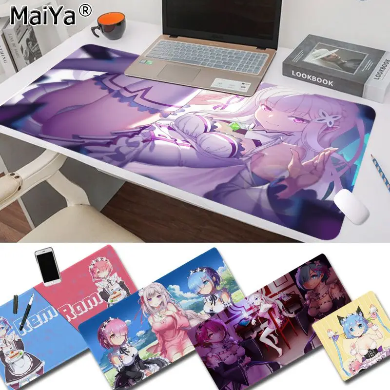 

Резиновый прочный Настольный коврик для мыши Maiya Re Zero с аниме сексуальной девушкой, большой игровой коврик для мыши с режимом скорости/контр...