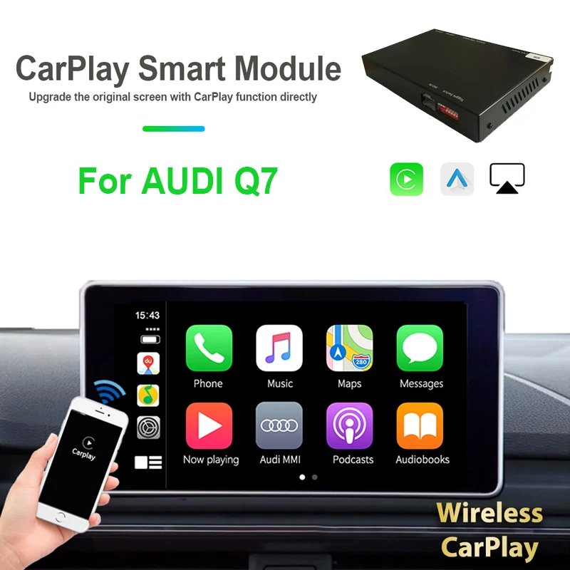 Черный Беспроводной мультимедийный плеер Carplay Andriod Auto для AUDI Q7 2019 с оригинальным 8