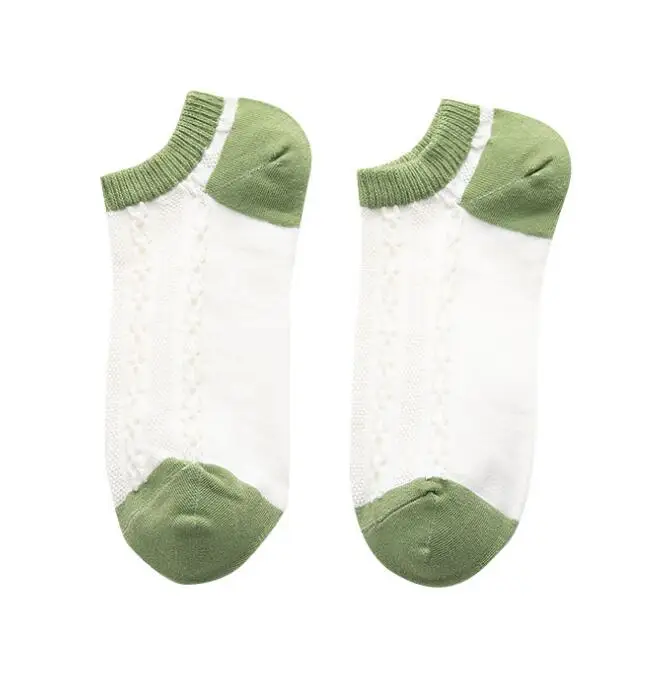 Womens Girls Green Stripe Socks Low socks Three pairs
