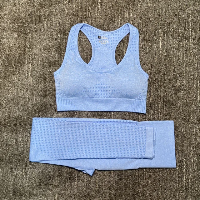 

2021 Women's Yoga Set Seamless Sportswear 2-Piece Gym Yoga Clothes Sports Bra + Leggings Running Wear Skinny Sports Set Suits L