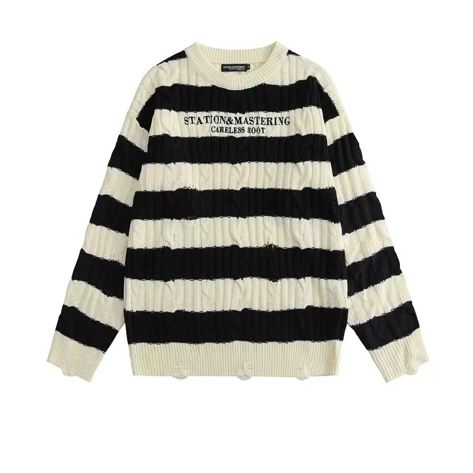 Женский свитер в полоску Escape The Earth свободный ретро стиле оверсайз модная одежда