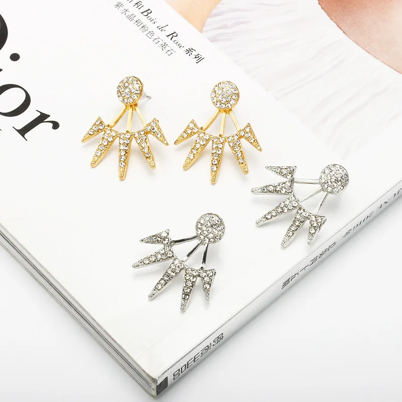 

European And American Personality Wild Zircon Pointed Cone Earrings New Simple And Creative Triangle Ladies Earrings