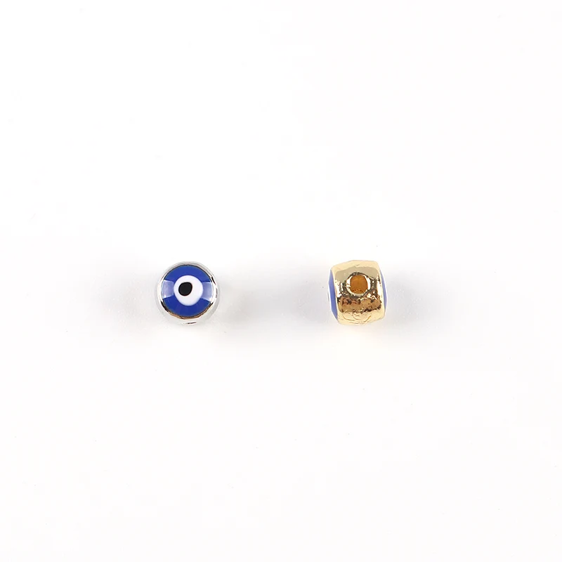 DoreenBeads разделительные бусины круглые золотистые/Серебристые цвета темно-синие