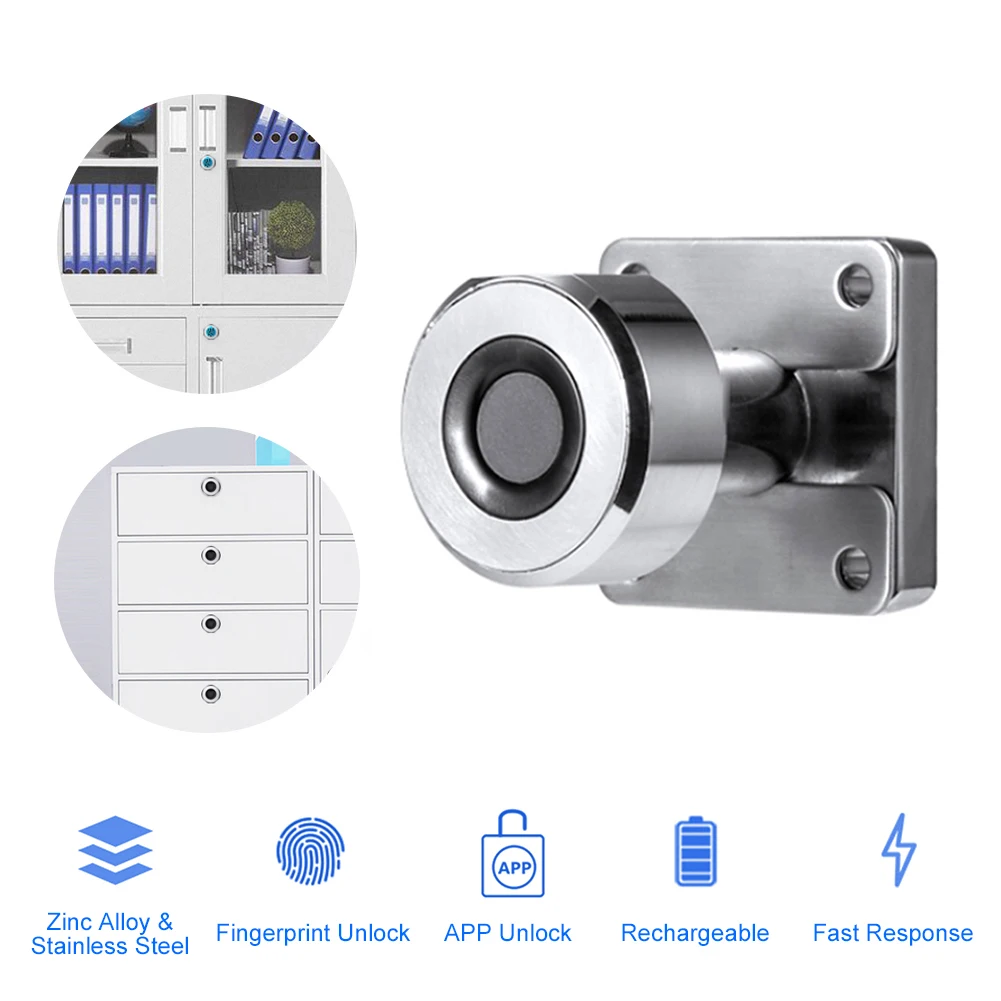 

Блокировка для ящиков с распознаванием отпечатков пальцев, 20/100 отпечатков пальцев, Bluetooth, приложение, перезаряжаемый БЕСКЛЮЧЕВОЙ смарт-зам...