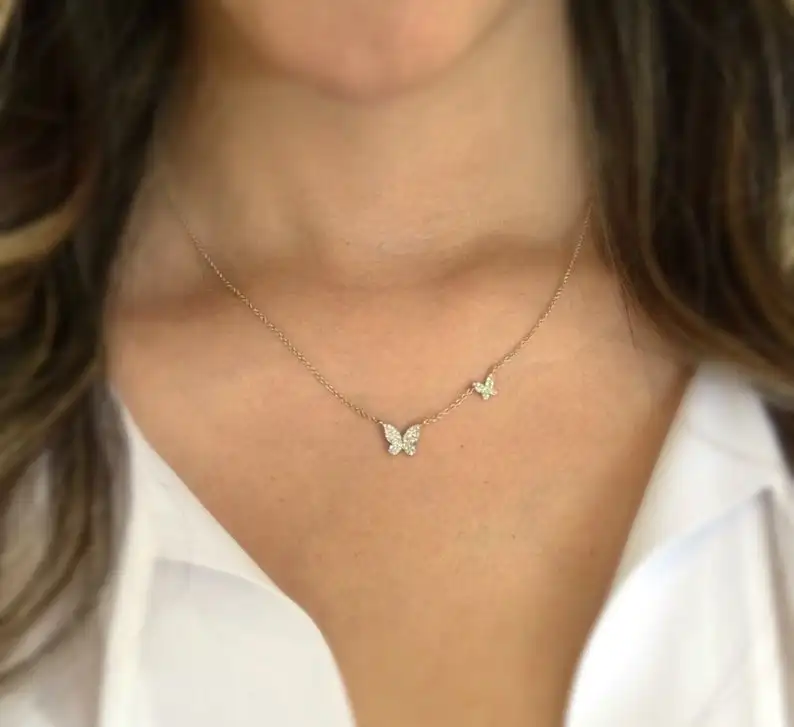 Женское Ожерелье в виде бабочки с фианитами|Колье| |