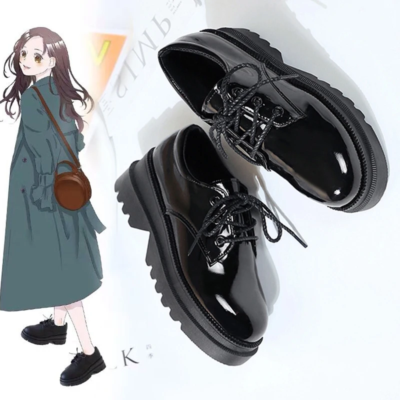 Форменные туфли Jk маленькие кожаные женские английские в стиле ретро на толстой