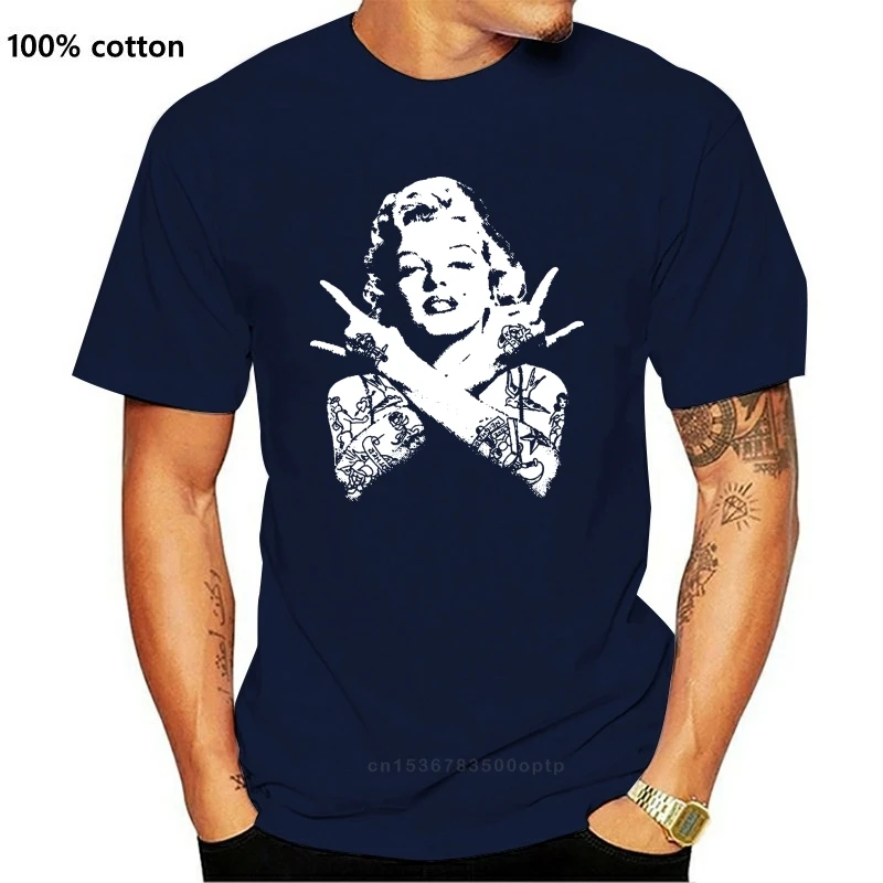 Marilyn Monroe Tattoo 1 футболки качества премиум Marylin Biker Moto Punk Rock N Roll- show original title | Мужская