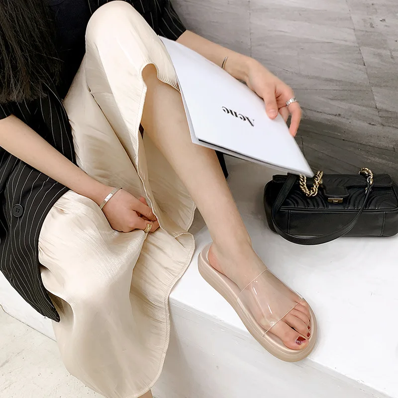 2020 летние прозрачные тапочки с надписью обувь модная одежда сандалии на плоской