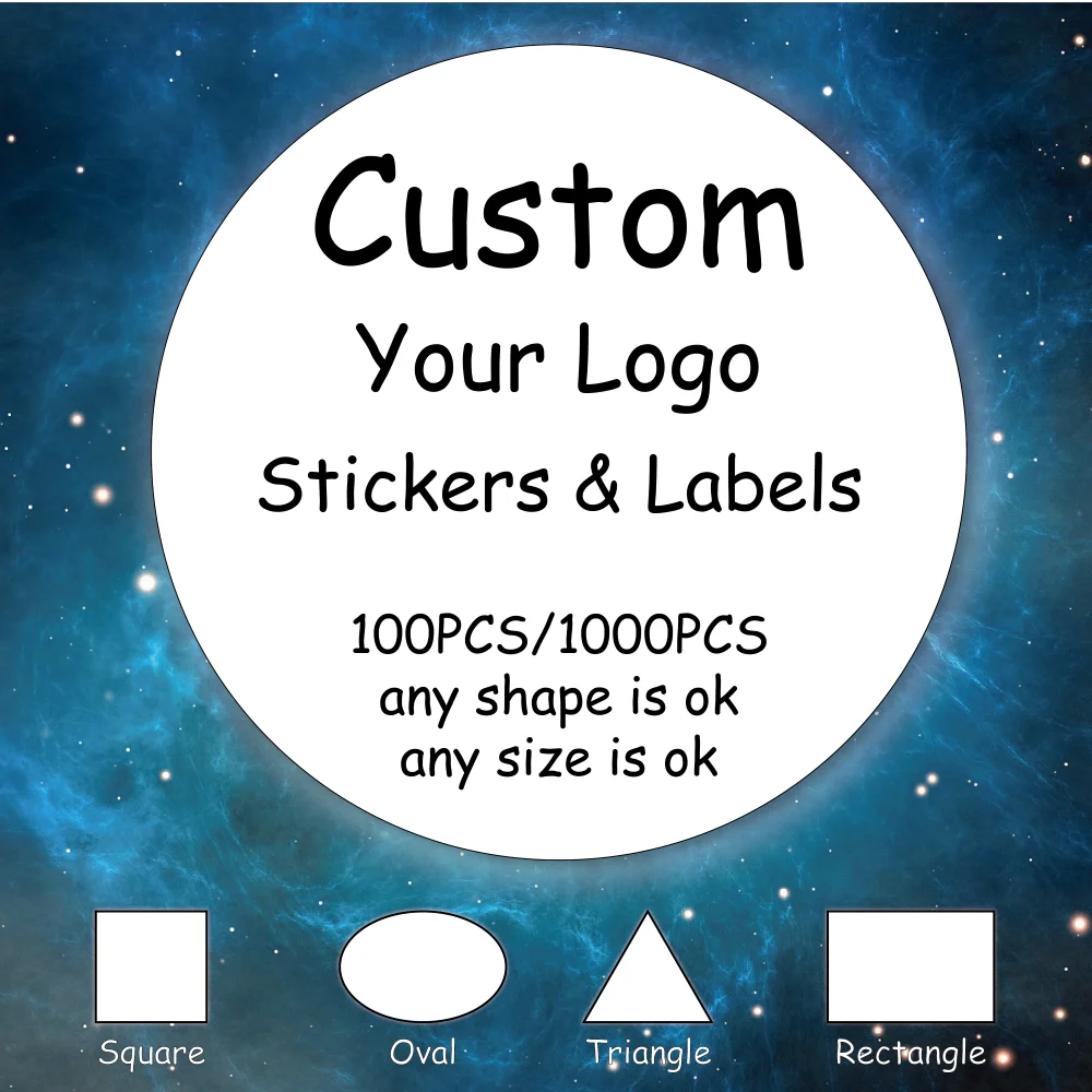 100 шт., круглые, квадратные, прямоугольные, овальные этикетки, наклейки с логотипом s, персонализированные этикетки для упаковки, дизайн ваши...