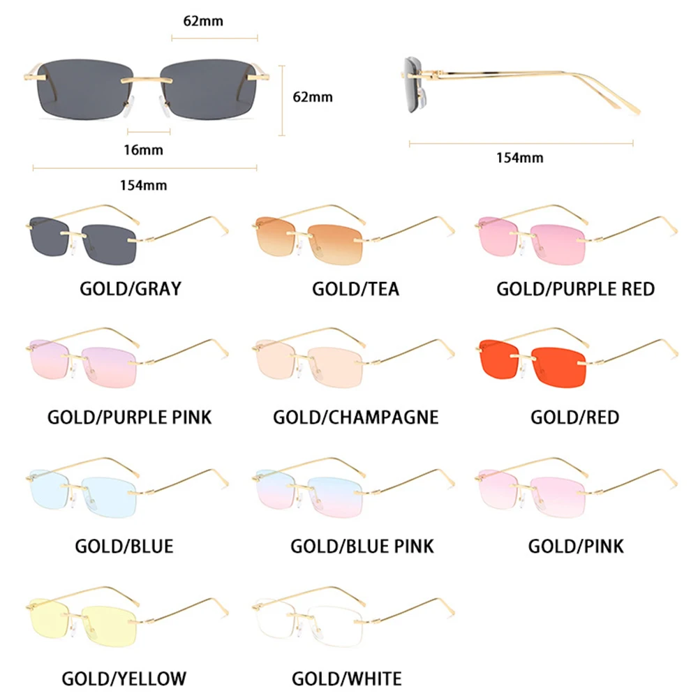 

LongKeeper Small Rectangle Sunglasses Women 2021 Brand Designer Fashion Rimless Gradient Sun Glasses Shades Gafas De Sol Mujer