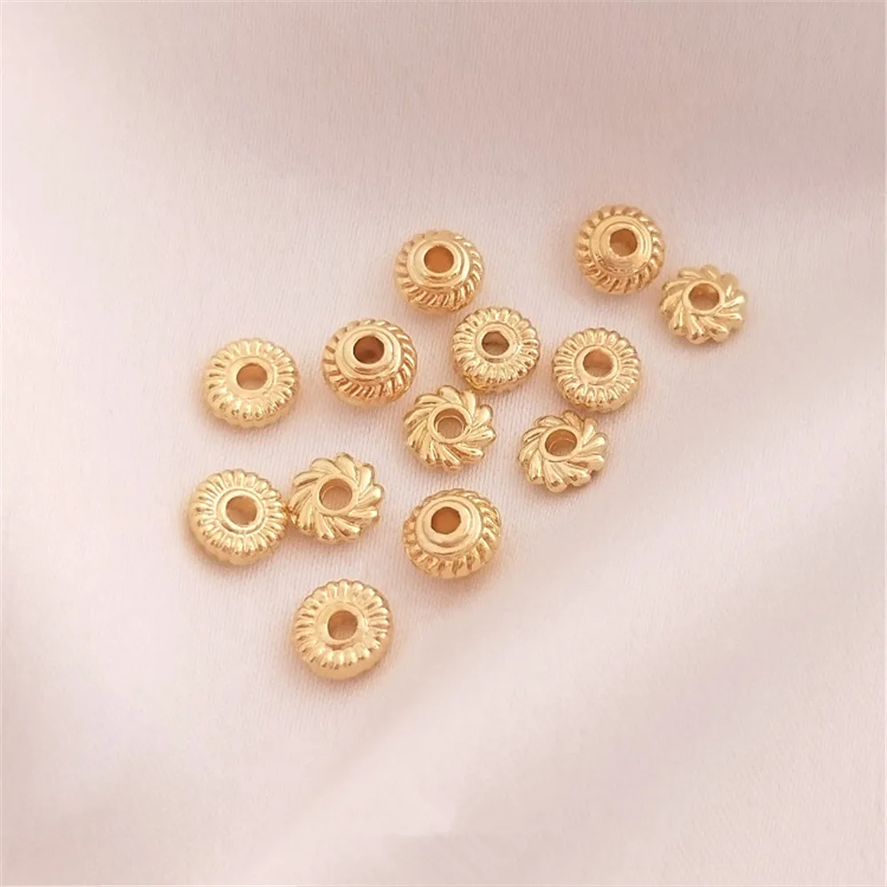 

14K Gold Filled Thread flat bead lantern bead hot wheel spacer handmade loose bead DIY first jewelry accessories