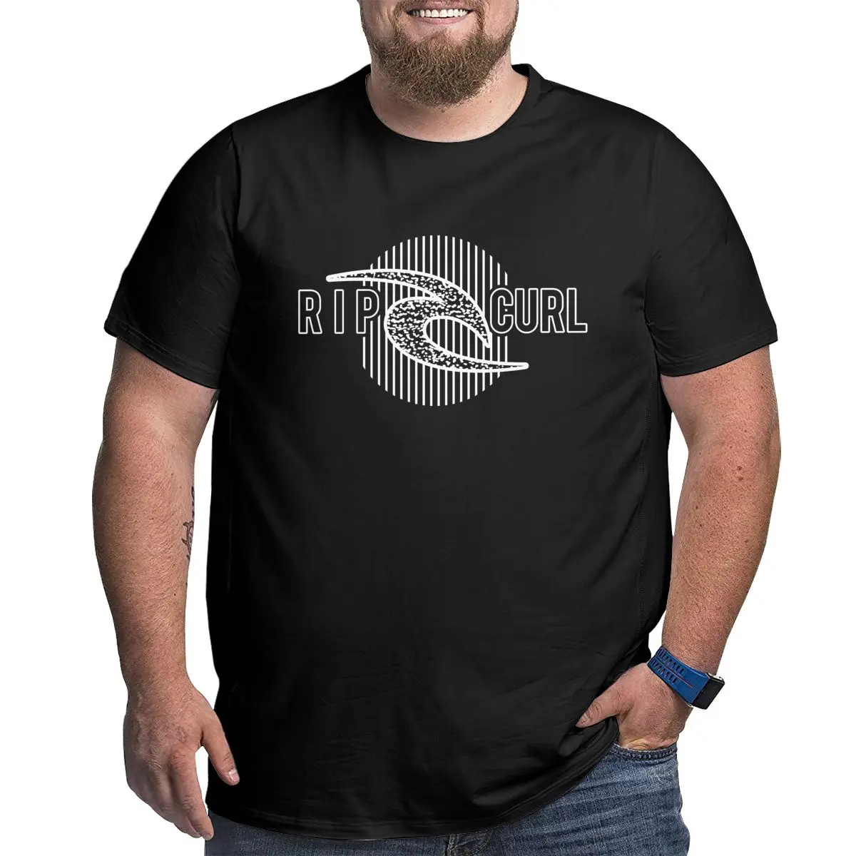 

Rip Tee Fingerprint Curl Logo 6xl Plus Size T-shirt for Men Tops Tee Big Tall Man Summer Workout Large Clothing Father Gifts