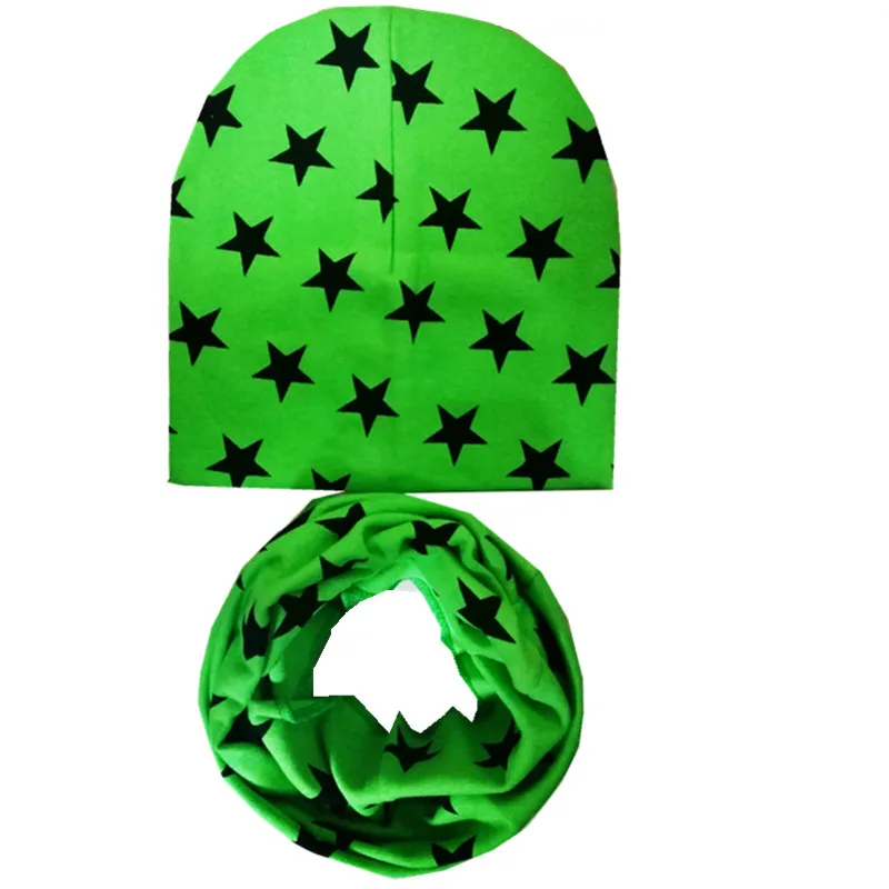 green star Новинка весны осень-зима девочек шляпа набор крючком Детская Шапки для девочек и мальчиков Кепки Детские шапочки Кепки s малышей Шапка Шарф Воротники - Цвет: green star
