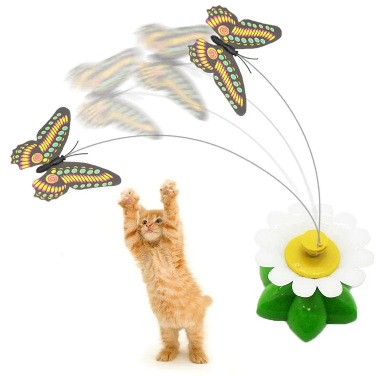Автоматическая электрическая вращающаяся игрушка для кошек красочная бабочка
