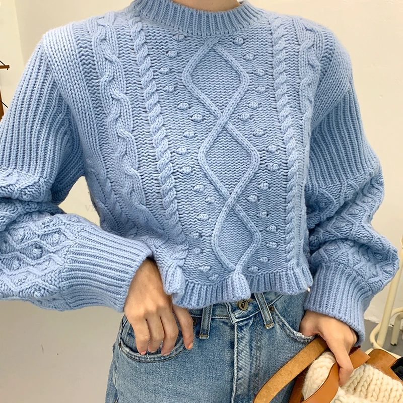 Женский трикотажный пуловер HAMALIEL яркий небесно-голубого цвета с