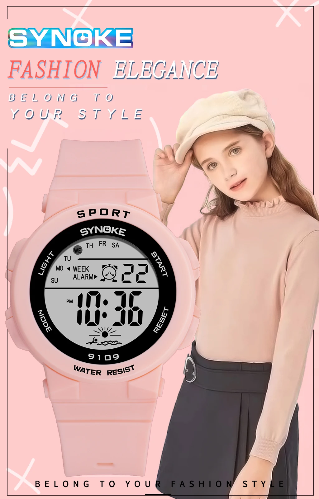 SYNOKE, цифровые часы для девочек, светодиодный, красочный светильник, jam tangan, будильник, повседневные спортивные наручные часы,, подарки для девочек