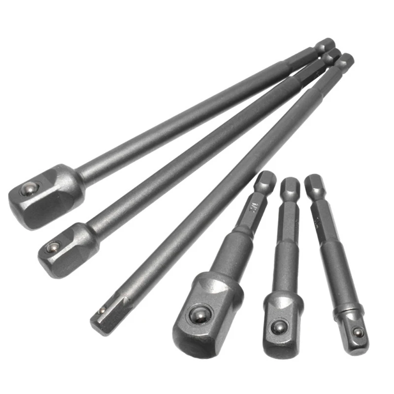 

6pcs Hex Shank Wrench Drive Power Extension Drill Bit Socket Adapter Holder 1/4" 3/8" 1/2" Screwdriver Tools LX0D