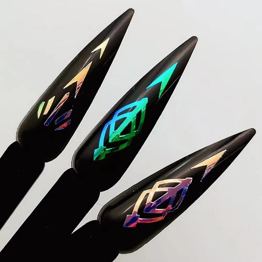 13 шт./компл. Holo Ромб шаблон ногтей Полые Наклейка для искусство 3D DIY Лазерная