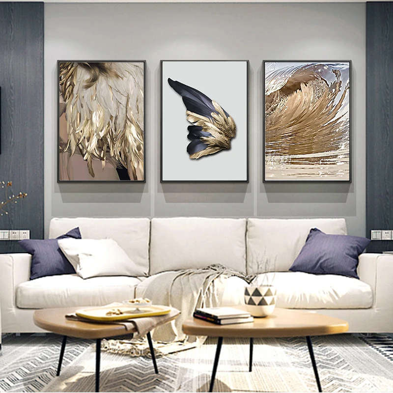 Нордический Декор Перья Холст Картина Белый постер и принт уникальные